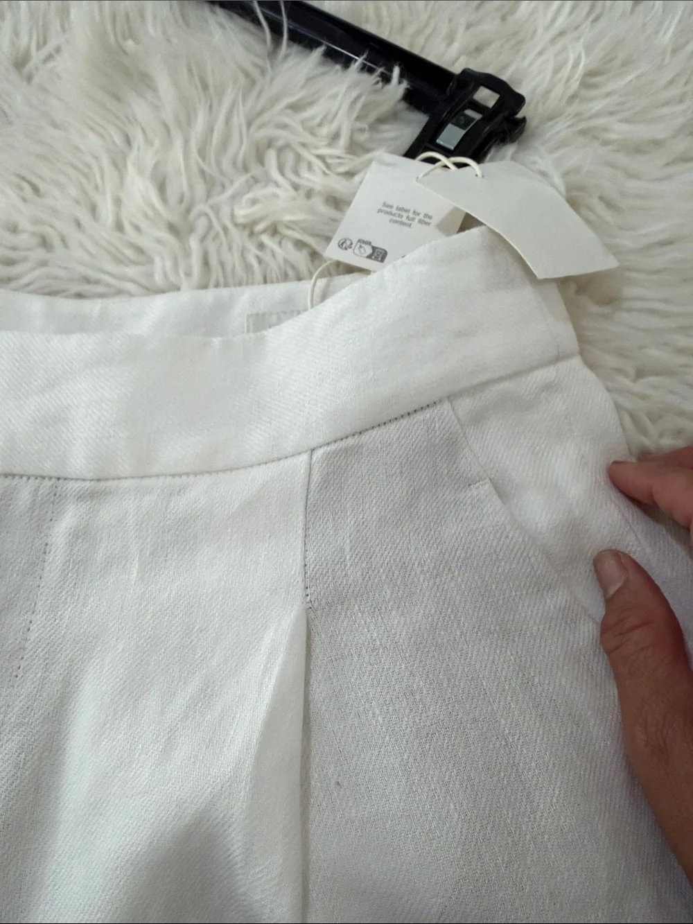 Zara Wide-Leg Linen-Blend Pants in Ivory Size Medium NWT